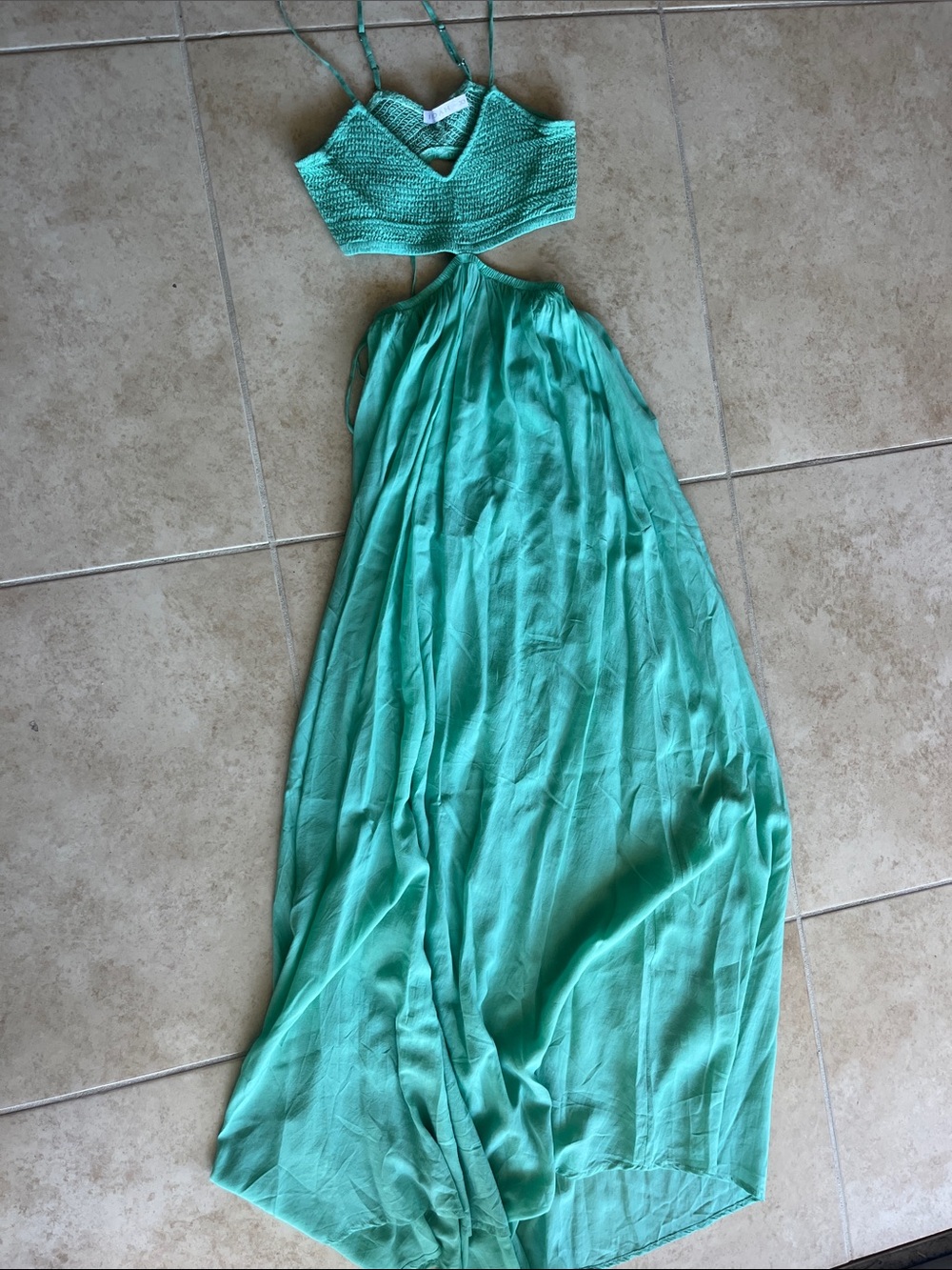 XS Turquoise Cutout Maxi Dress